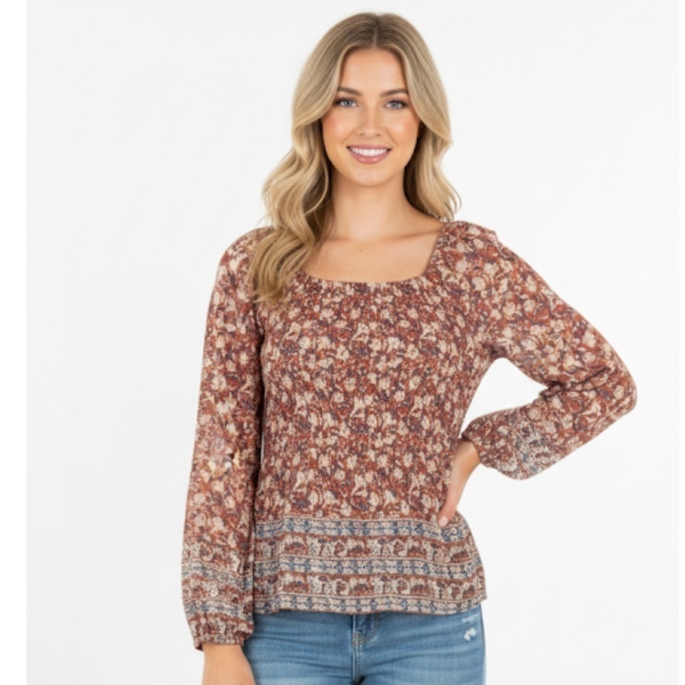 LUCKY BRAND red floral top size large